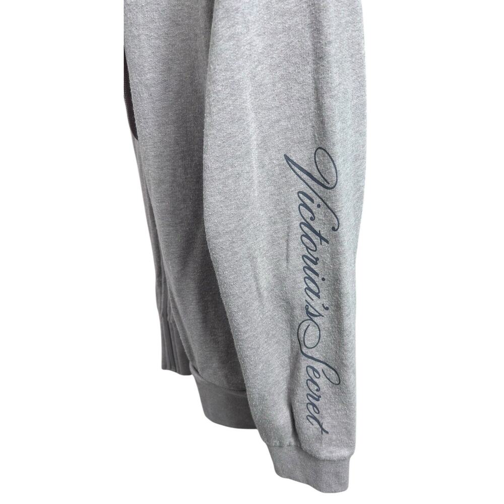 Victoria's Secret Full Zip Hoodie Sz L Fleece Sweatshirt Athletic Grayish Purple - Picture 4 of 8